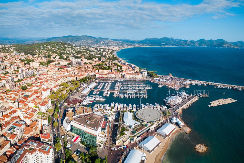 Cannes,Port,Aerial,Panoramic,View.,Cannes,Is,A,City,Located